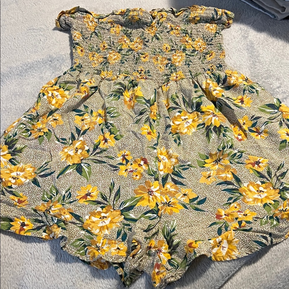 Angie Floral Yellow and Green Romper